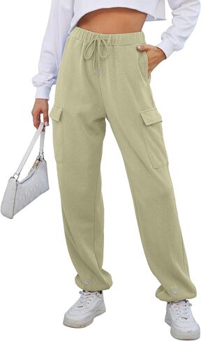 Women’s High Waist Cargo Sweatpants Casual Cinch Bottom Jogger Pants Loose Drawstring Tapered Trousers with Pockets in Saudi Arabia