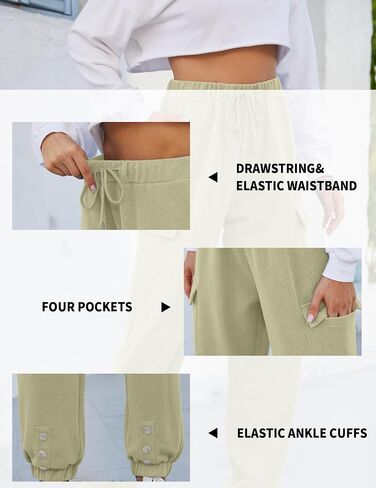 Women’s High Waist Cargo Sweatpants Casual Cinch Bottom Jogger Pants Loose Drawstring Tapered Trousers with Pockets in Saudi Arabia