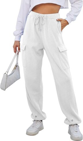 Women’s High Waist Cargo Sweatpants Casual Cinch Bottom Jogger Pants Loose Drawstring Tapered Trousers with Pockets in Saudi Arabia