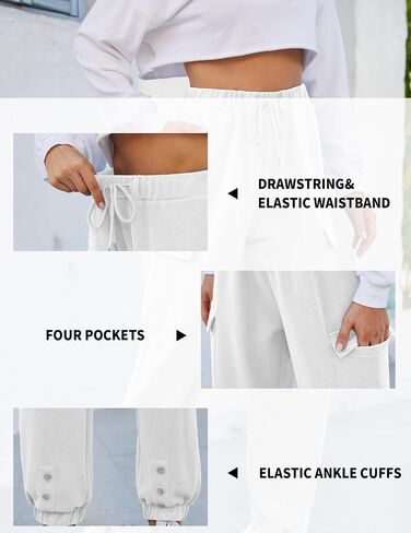 Women’s High Waist Cargo Sweatpants Casual Cinch Bottom Jogger Pants Loose Drawstring Tapered Trousers with Pockets in Saudi Arabia