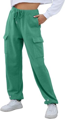 Women’s High Waist Cargo Sweatpants Casual Cinch Bottom Jogger Pants Loose Drawstring Tapered Trousers with Pockets in Saudi Arabia