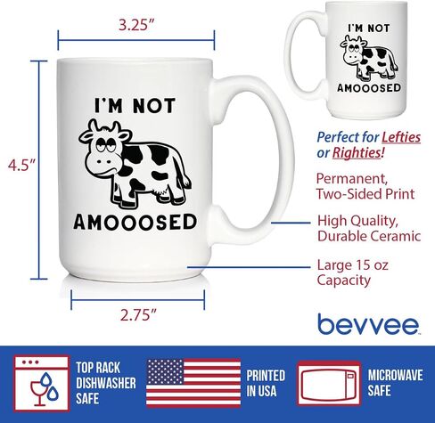 Bevvee Not Amooosed Ceramic Coffee Mug for Cow Gifts - 11 oz in Kuwait