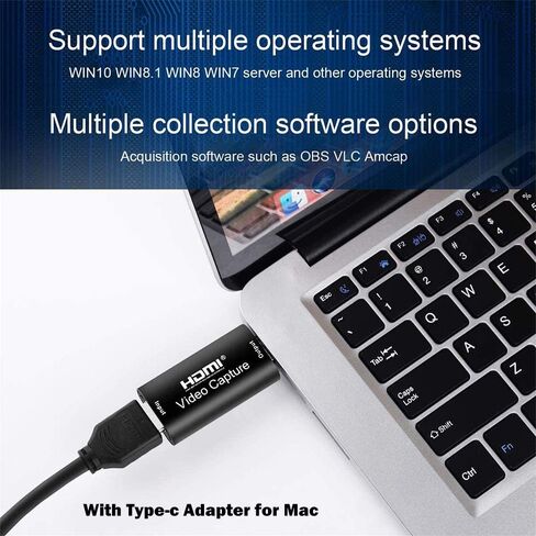 HDMI Video Capture Card, 4K 1080P 30fps HDMI to USB 2.0 Video Capture Device, Record Video Audio Grabber for Gaming, Live Streaming, Teaching, Video Conference-OBS in Saudi Arabia