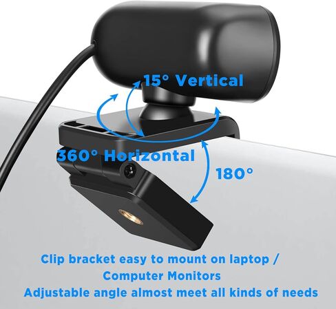 كاميرا ويب مع ميكروفون/محول USB C/غطاء للخصوصية/حامل كابل، التوصيل والتشغيل، زاوية واسعة 110 درجة 1080 بكسل HD لشاشة الكمبيوتر المحمول MacBook Pro PC in Kuwait