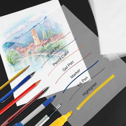 120 ورقة تتبع للرسم، ورق تتبع مقاس 8.5 بوصة × 11 بوصة، لوحة ورق تتبع ورق رق شفاف، لوحة تتبع للرسم، الرسم الأولي، تتبع الصور المتراكبة in Kuwait