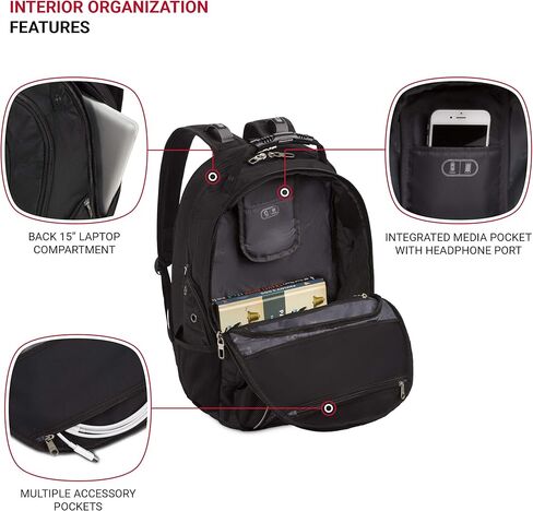 حقيبة ظهر لاب توب سويس جير سكان سمارت - أسود in Kuwait