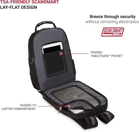 حقيبة ظهر لاب توب سويس جير سكان سمارت - أسود in Kuwait