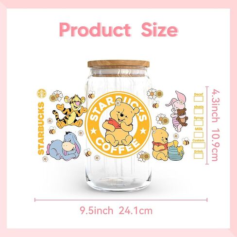 5 Sheets UV DTF Cup Wrap for 16 OZ Libbey Glass Cups, Cute Cartoon Wipe-Off Stickers Waterproof Crafting Cup Decal for DIY Your Holiday Gift (Style 11) in Saudi Arabia