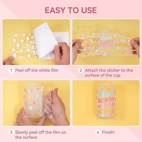 5 Sheets UV DTF Cup Wrap for 16 OZ Libbey Glass Cups, Cute Cartoon Wipe-Off Stickers Waterproof Crafting Cup Decal for DIY Your Holiday Gift (Style 11) in Saudi Arabia