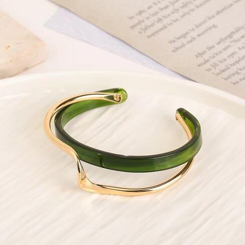 Wave Cuff Bracelet Irregular Layered Chunky Statement Acrylic Bangle Bracelet Summer Beach Open Cuff Bangle for Women Girls in Saudi Arabia