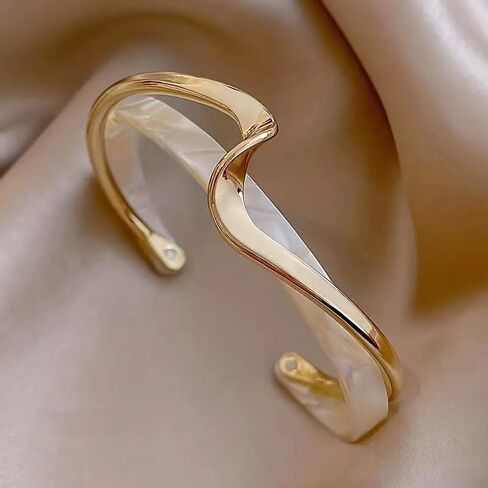 Wave Cuff Bracelet Irregular Layered Chunky Statement Acrylic Bangle Bracelet Summer Beach Open Cuff Bangle for Women Girls in Saudi Arabia