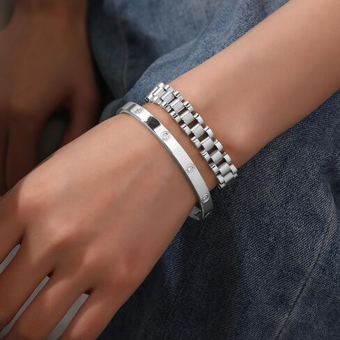 أساور ذهبية للنساء أساور ذهبية قابلة للتكديس للنساء أساور تنس سوار مكعب زركونيا مجوهرات مطلية بالذهب عيار 18 قيراط للهدايا لمحبي الصديقة والزوجة والأم والأخت وهدايا عيد الأم وعيد الحب وعيد الميلاد والزفاف in Kuwait