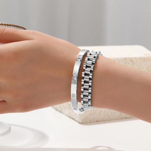 أساور ذهبية للنساء أساور ذهبية قابلة للتكديس للنساء أساور تنس سوار مكعب زركونيا مجوهرات مطلية بالذهب عيار 18 قيراط للهدايا لمحبي الصديقة والزوجة والأم والأخت وهدايا عيد الأم وعيد الحب وعيد الميلاد والزفاف in Kuwait