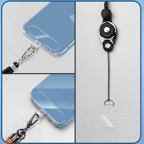 علامة تبويب حبل الهاتف، 8 قطع من رقعة حبل الهاتف العالمي بدون لاصق، وسادة بديلة لرقعة حبل الهاتف مع حلقة معدنية لحزام الهاتف الخلوي. (شفاف) in Kuwait