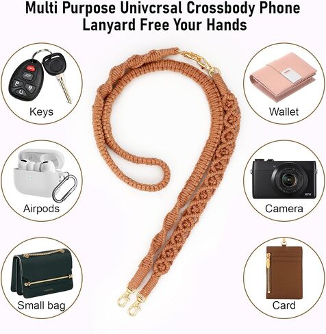 DoreenBow Phone Lanyard Boho Detachable Macrame Phone Strap Charm Handmade Crossbody Phone Lanyard in Saudi Arabia
