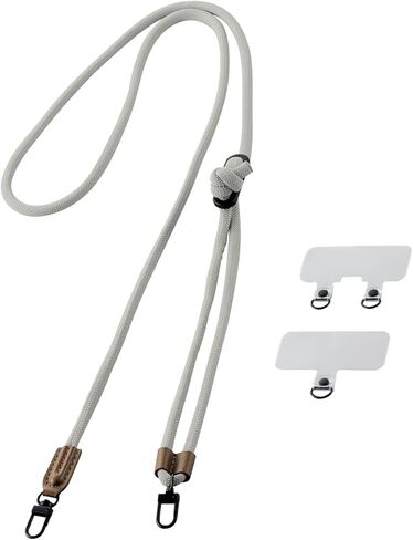 حبل للهاتف الخلوي من ELECOM، سلسلة دائرية متينة 6 مم مع ملاءة متصلة بحزام، طول قابل للتعديل، متوافق مع iPhone وAndroid، رمادي P-STSDH2R06GYL in Kuwait