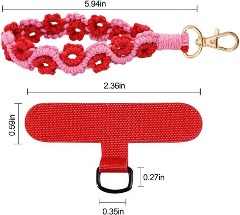 حزام معصم للهاتف من Boho Macrame، حبل للهاتف الخلوي مع شريط حبل، سلسلة مفاتيح لسوار المعصم in Kuwait
