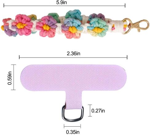 حزام معصم للهاتف من Boho Macrame، حبل للهاتف الخلوي مع شريط حبل، سلسلة مفاتيح لسوار المعصم in Kuwait
