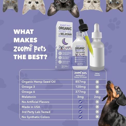 Calming Organic Hemp Oil for Dogs and Cats - Hemp Oil Drops with Omega Fatty Acids - Hip and Joint Support, Skin and Coat Health and Allergy Relief - Helps with Anxiety, Stress and Pain in Saudi Arabia