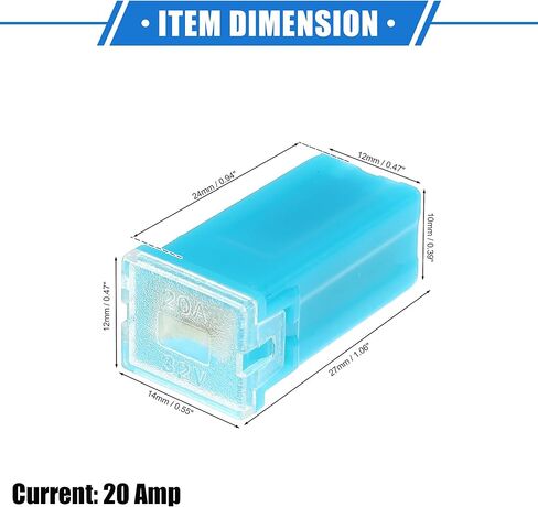 6 Pcs Standard Box Shaped Fuse 20 Amps, Universal for Pickup Trucks Cars SUV Durable Plastic Metal Blue in Saudi Arabia