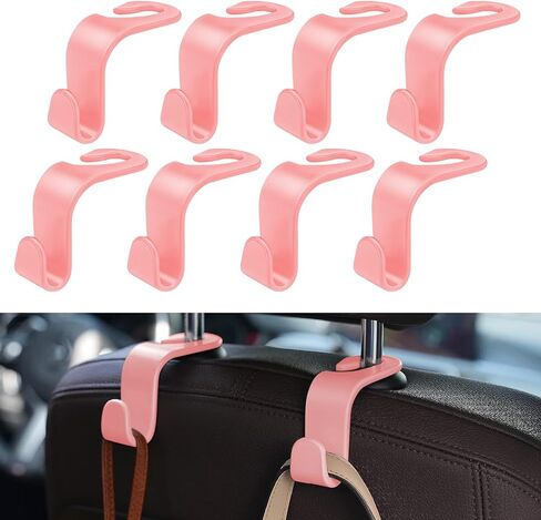 8 Pack Car Seat Headrest Hooks with 44 Pounds Load Capacity, Hangers Storage Organizer Universal Car Interior Accessories for Handbags Water Bottles Purse Coats Umbrellas, Black in Kuwait