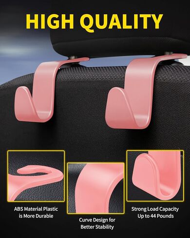 8 Pack Car Seat Headrest Hooks with 44 Pounds Load Capacity, Hangers Storage Organizer Universal Car Interior Accessories for Handbags Water Bottles Purse Coats Umbrellas, Black in Kuwait