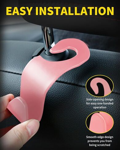 8 Pack Car Seat Headrest Hooks with 44 Pounds Load Capacity, Hangers Storage Organizer Universal Car Interior Accessories for Handbags Water Bottles Purse Coats Umbrellas, Black in Kuwait