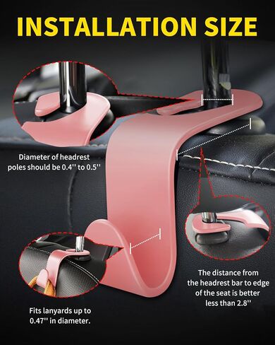 8 Pack Car Seat Headrest Hooks with 44 Pounds Load Capacity, Hangers Storage Organizer Universal Car Interior Accessories for Handbags Water Bottles Purse Coats Umbrellas, Black in Kuwait
