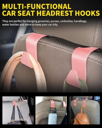 8 Pack Car Seat Headrest Hooks with 44 Pounds Load Capacity, Hangers Storage Organizer Universal Car Interior Accessories for Handbags Water Bottles Purse Coats Umbrellas, Black in Kuwait