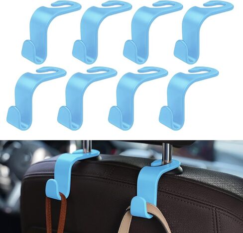 8 Pack Car Seat Headrest Hooks with 44 Pounds Load Capacity, Hangers Storage Organizer Universal Car Interior Accessories for Handbags Water Bottles Purse Coats Umbrellas, Black in Kuwait