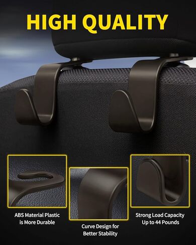 8 Pack Car Seat Headrest Hooks with 44 Pounds Load Capacity, Hangers Storage Organizer Universal Car Interior Accessories for Handbags Water Bottles Purse Coats Umbrellas, Black in Kuwait
