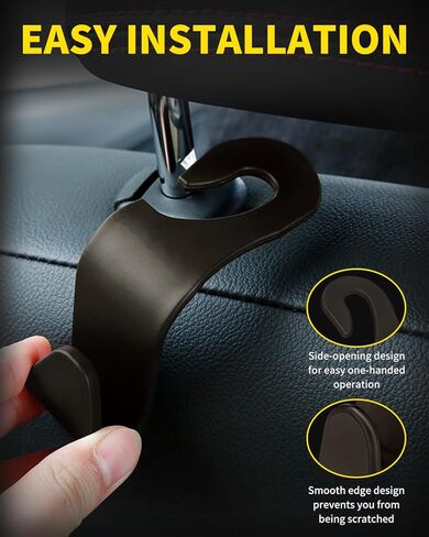 8 Pack Car Seat Headrest Hooks with 44 Pounds Load Capacity, Hangers Storage Organizer Universal Car Interior Accessories for Handbags Water Bottles Purse Coats Umbrellas, Black in Kuwait