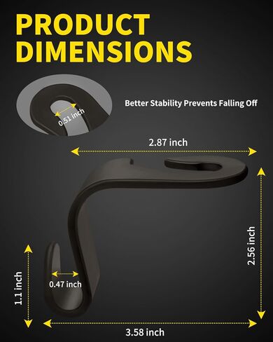 8 Pack Car Seat Headrest Hooks with 44 Pounds Load Capacity, Hangers Storage Organizer Universal Car Interior Accessories for Handbags Water Bottles Purse Coats Umbrellas, Black in Kuwait