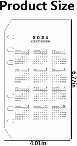 2 ورقة 2024 فواصل الموثق التقويم a6 إدراج الموثق PP متجمد شفاف a6 إدراج مخطط 6 حفرة البلاستيك الموثق مقسم فواصل مؤشر دفتر الملاحظات in Kuwait