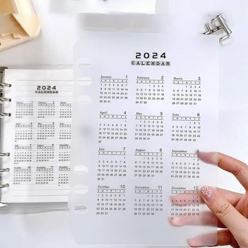 2 ورقة 2024 فواصل الموثق التقويم a6 إدراج الموثق PP متجمد شفاف a6 إدراج مخطط 6 حفرة البلاستيك الموثق مقسم فواصل مؤشر دفتر الملاحظات in Kuwait