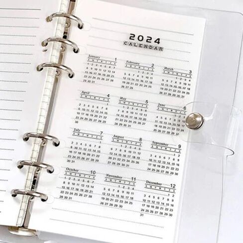 2 ورقة 2024 فواصل الموثق التقويم a6 إدراج الموثق PP متجمد شفاف a6 إدراج مخطط 6 حفرة البلاستيك الموثق مقسم فواصل مؤشر دفتر الملاحظات in Kuwait