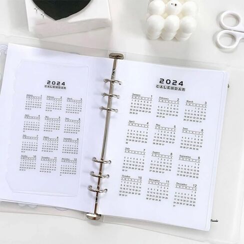 2 ورقة 2024 فواصل الموثق التقويم a6 إدراج الموثق PP متجمد شفاف a6 إدراج مخطط 6 حفرة البلاستيك الموثق مقسم فواصل مؤشر دفتر الملاحظات in Kuwait