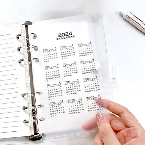 2 ورقة 2024 فواصل الموثق التقويم a6 إدراج الموثق PP متجمد شفاف a6 إدراج مخطط 6 حفرة البلاستيك الموثق مقسم فواصل مؤشر دفتر الملاحظات in Kuwait