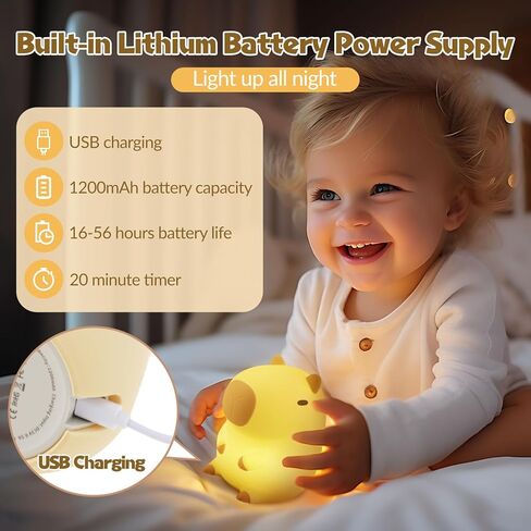 ضوء ليلي من السيليكون للأطفال - مصباح كابيبارا الليلي الإسفنجي لغرفة نوم الطفل، مصباح ليد حنفية من السيليكون على شكل حيوان، مصباح كابيبارا بات لهدايا عيد الميلاد in Kuwait