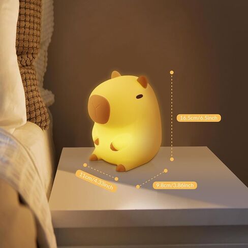 ضوء ليلي من السيليكون للأطفال - مصباح كابيبارا الليلي الإسفنجي لغرفة نوم الطفل، مصباح ليد حنفية من السيليكون على شكل حيوان، مصباح كابيبارا بات لهدايا عيد الميلاد in Kuwait