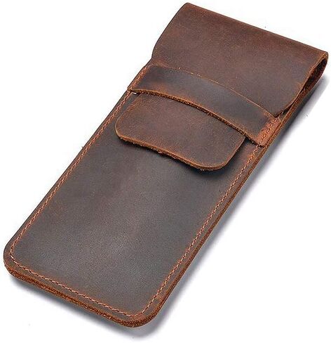 Daimay Leather Pen Case Holder Handmade Fountain Multi Pens Pouch Crazy Horse Leather Pen Protective Sleeve Cover Large – Black in Kuwait