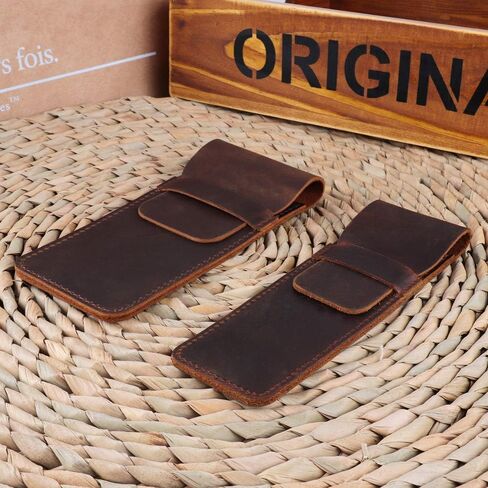 Daimay Leather Pen Case Holder Handmade Fountain Multi Pens Pouch Crazy Horse Leather Pen Protective Sleeve Cover Large – Black in Kuwait