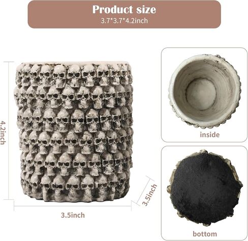 Skull Resin Pen Holder - Unique Round Design - Perfect Desk and Makeup Organizer for Pens, Pencils, and Bathroom Decor - 4.2" High in Saudi Arabia