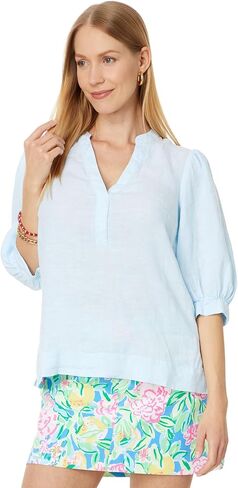 Lilly Pulitzer Women's Mialeigh Elbow Sleeve Linen Top in Saudi Arabia