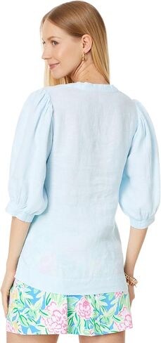 Lilly Pulitzer Women's Mialeigh Elbow Sleeve Linen Top in Saudi Arabia