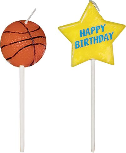 Basketball-Themed Multicolor Wax Birthday Candles - 3" (6 Pieces) - Celebration Cake Topper Picks For Sporty Parties in Saudi Arabia
