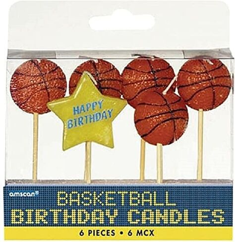 Basketball-Themed Multicolor Wax Birthday Candles - 3" (6 Pieces) - Celebration Cake Topper Picks For Sporty Parties in Saudi Arabia