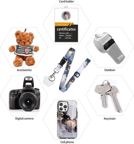 حبل للهاتف الخلوي، حزام رقبة عالمي قابل للتعديل وقابل للفصل، رخام أسود رائع متين متوافق مع معظم حامل بطاقات المفاتيح للهواتف الذكية للرجال والنساء (مجموعة من 4 قطع) in Kuwait