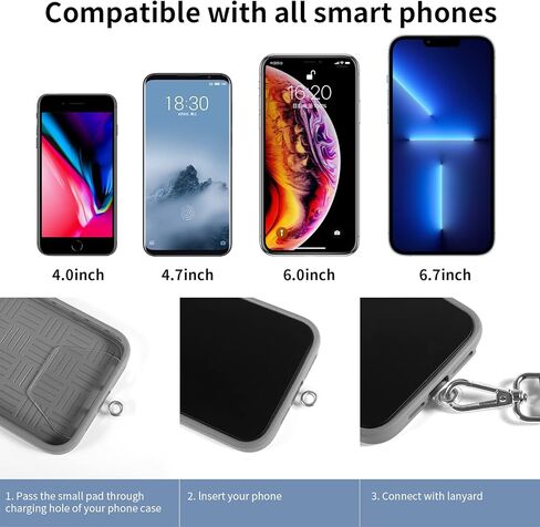 حبل للهاتف الخلوي، حزام رقبة عالمي قابل للتعديل وقابل للفصل، رخام أسود رائع متين متوافق مع معظم حامل بطاقات المفاتيح للهواتف الذكية للرجال والنساء (مجموعة من 4 قطع) in Kuwait