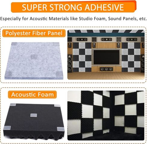 BXI 90 قطعة شريط مزدوج الجوانب شديد التحمل، مربعات تثبيت شريط لاصق سميك 1.37 بوصة، شريط نانو لاصق قوي قابل للإزالة خاص بالرغوة الصوتية، ولوحات الصوت اللباد، والجدار والحرف in Kuwait